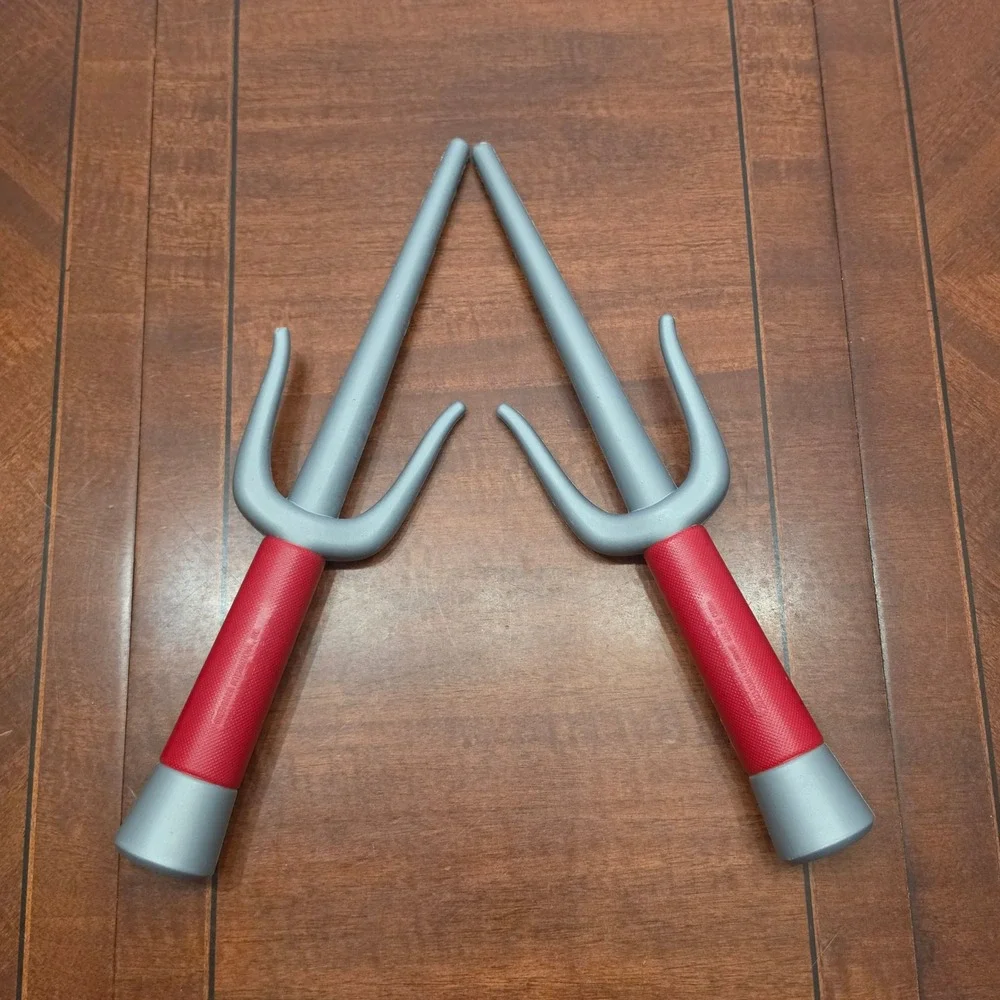 Greenbrier Toy Sai Set TMNT Turtle Silver Red Ninja Costume Plastic Prop DAGGERS